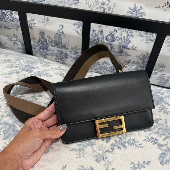 Fendi Handbags - FENDI 
Vitello King Mini Flat Baguette Black